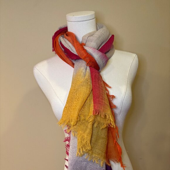 NWT Gaynor Grinta Dyed Scarf OS Multi/Beige - Picture 2 of 5